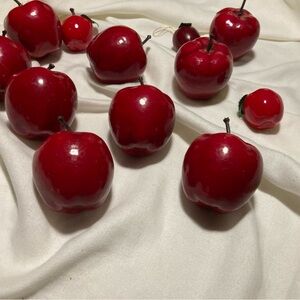 Vintage collection of glossy red apples holiday ornaments decorations for home